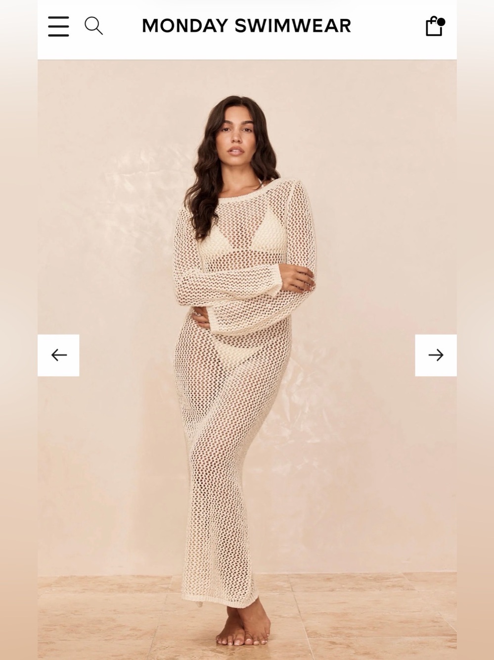 Monday Swimwear Cozumel dress -  Ivory Petit Crochet Maxi Cover-Up